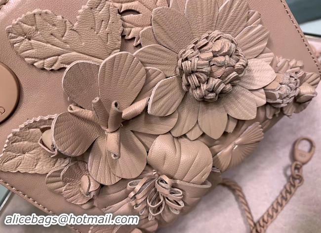 Best Grade Dior MINI LADY DIOR CALFSKIN BAG Flower M0505 Nude