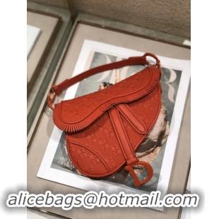 Luxury Dior SADDLE BRAIDED LEATHER STRIPS WITH FRINGE BAG M900 orange