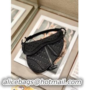 Good Quality Dior SADDLE BRAIDED LEATHER STRIPS WITH FRINGE BAG M900 black