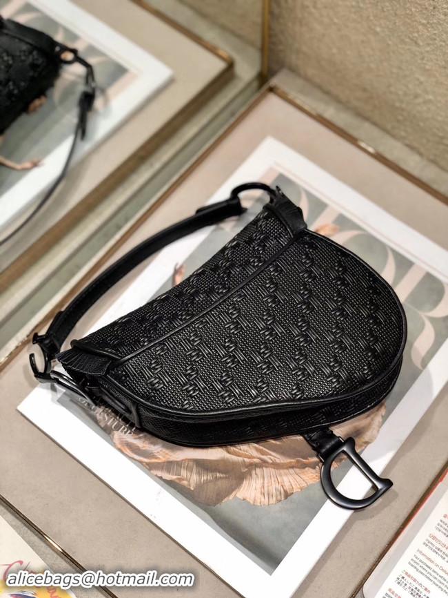 Good Quality Dior SADDLE BRAIDED LEATHER STRIPS WITH FRINGE BAG M900 black