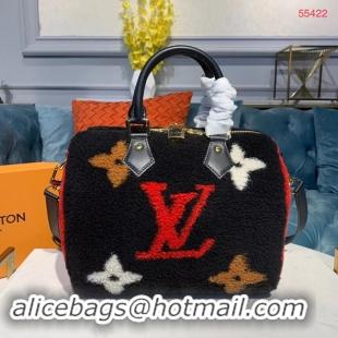 Reproduction Louis vuitton original SPEEDY 25 wool M55423 black&red