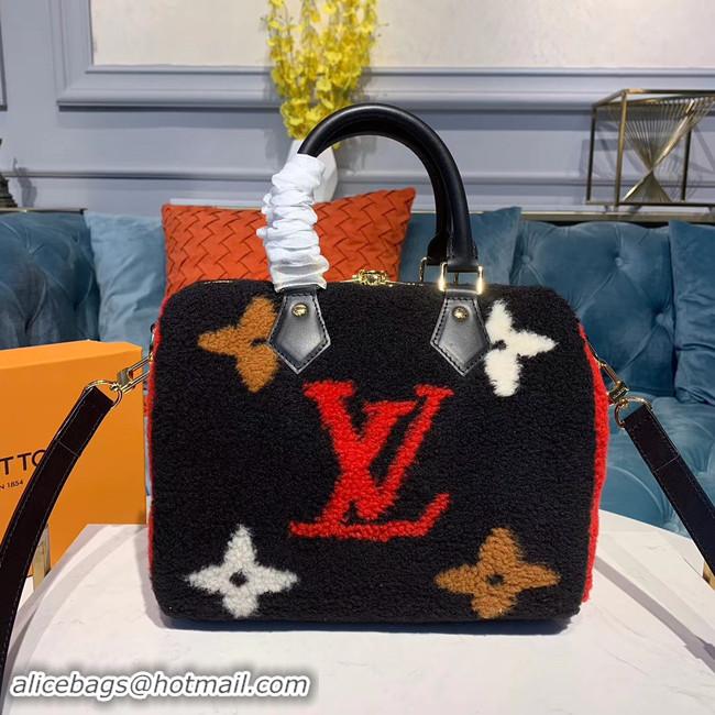 Reproduction Louis vuitton original SPEEDY 25 wool M55423 black&red