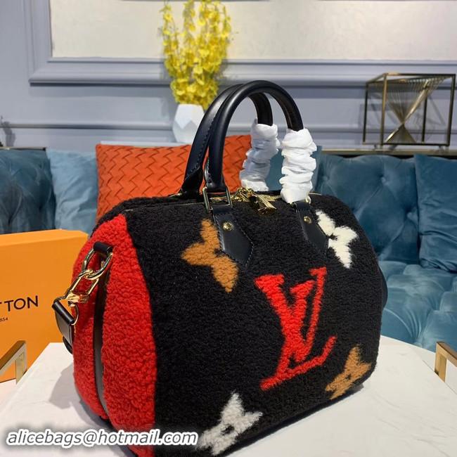 Reproduction Louis vuitton original SPEEDY 25 wool M55423 black&red