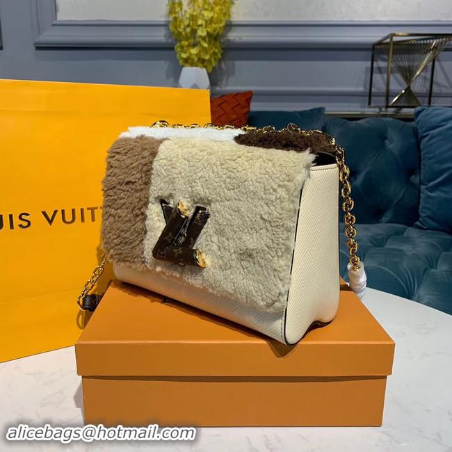 Luxury Imitation Louis Vuitton TWIST MM Original wool Leather Bag M55450 White