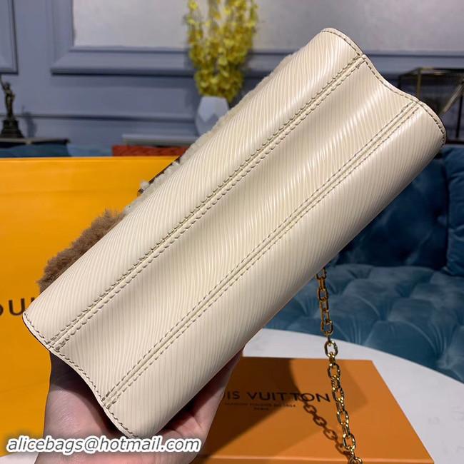 Luxury Imitation Louis Vuitton TWIST MM Original wool Leather Bag M55450 White