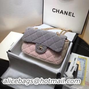 New Arrivals Chanel Classic Shoulder Bag Original Wool A57030 Gray&Pink