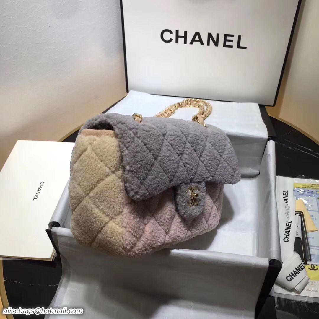 New Arrivals Chanel Classic Shoulder Bag Original Wool A57030 Gray&Pink