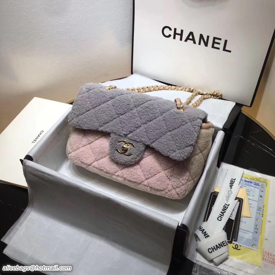 New Arrivals Chanel Classic Shoulder Bag Original Wool A57030 Gray&Pink