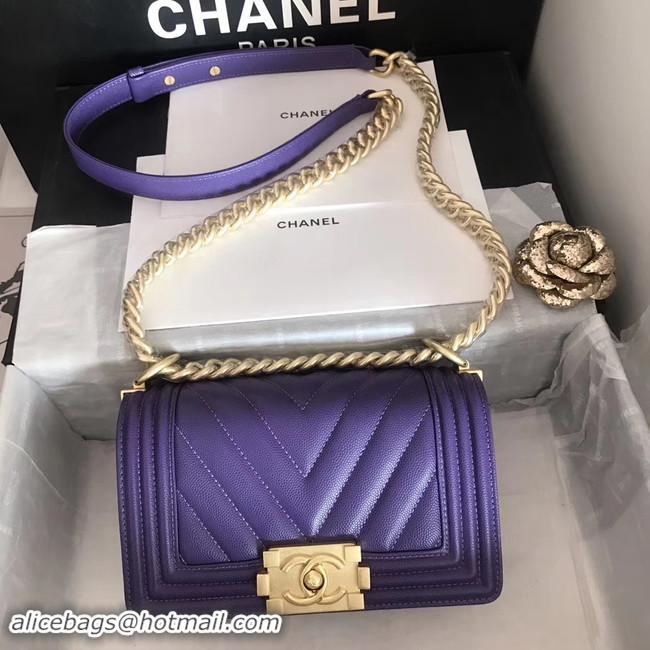 Shop Classic Boy Chanel Flap Bag Original Leather A67085 Purple