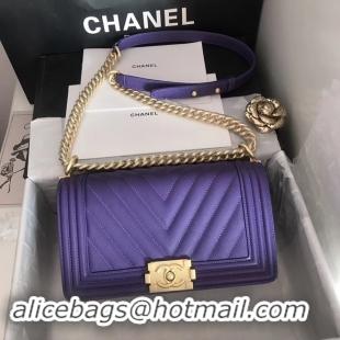 Hot Sell Chanel Le Boy Original Caviar Leather Shoulder Bag V67086 Purple