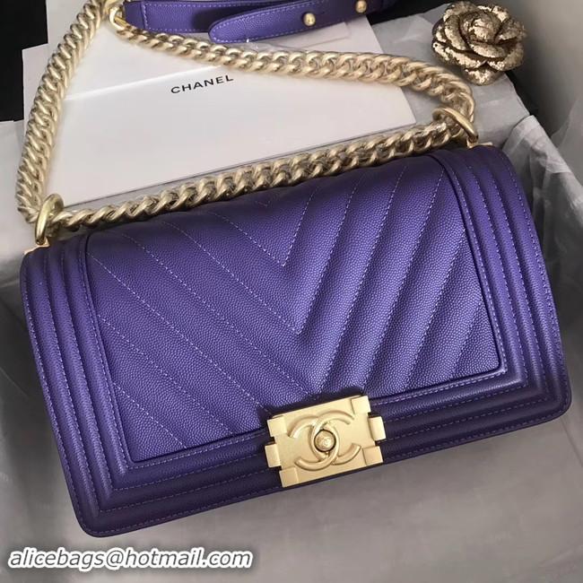 Hot Sell Chanel Le Boy Original Caviar Leather Shoulder Bag V67086 Purple