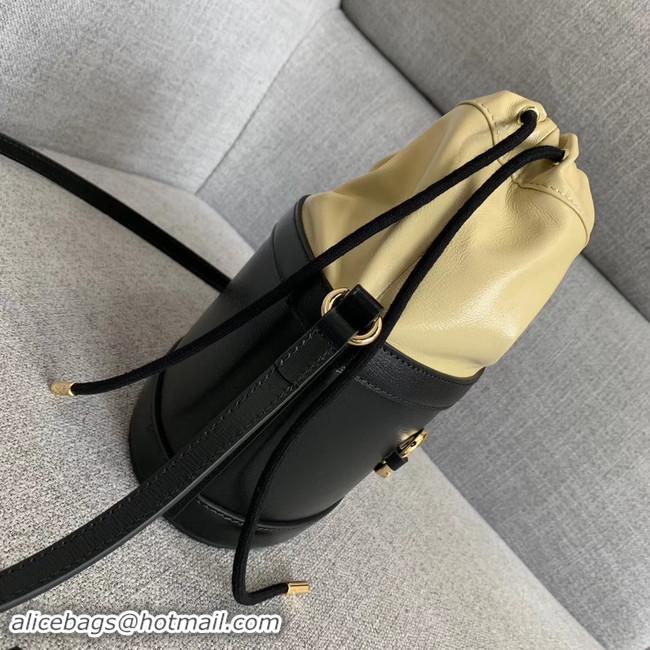 Top Quality Gucci 1955 Horsebit bucket bag 602118 black&cream