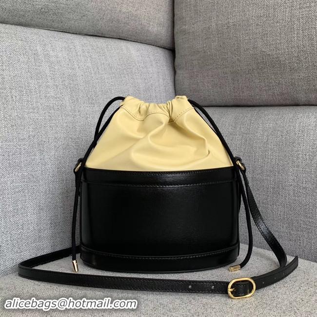 Top Quality Gucci 1955 Horsebit bucket bag 602118 black&cream