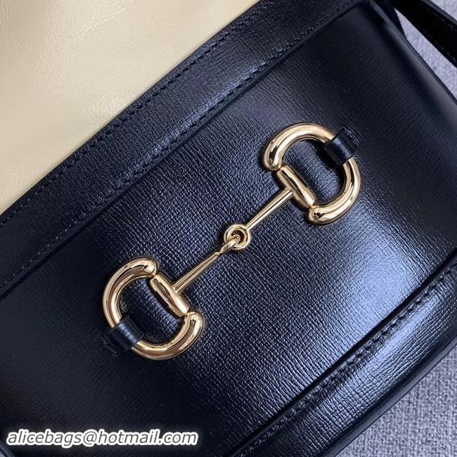 Top Quality Gucci 1955 Horsebit bucket bag 602118 black&cream