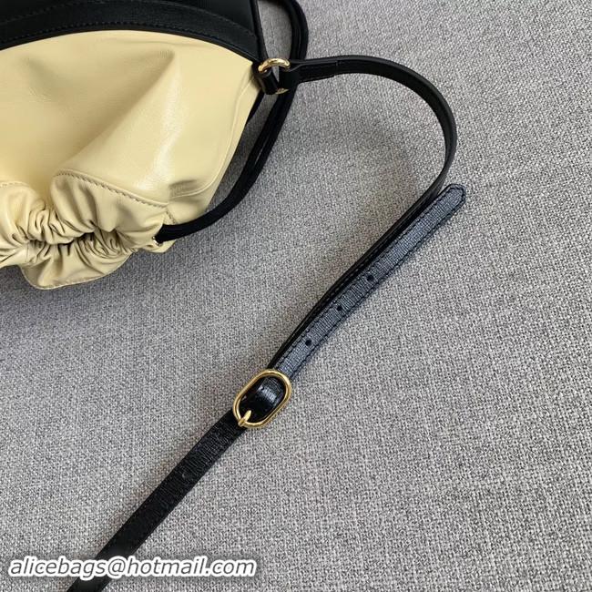 Top Quality Gucci 1955 Horsebit bucket bag 602118 black&cream