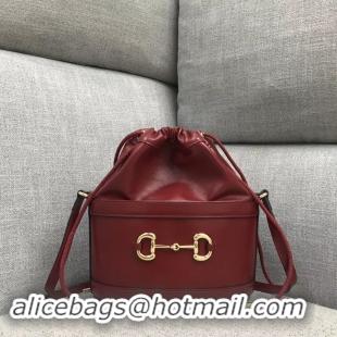 Imitation Bulk Gucci 1955 Horsebit bucket bag 602118 red