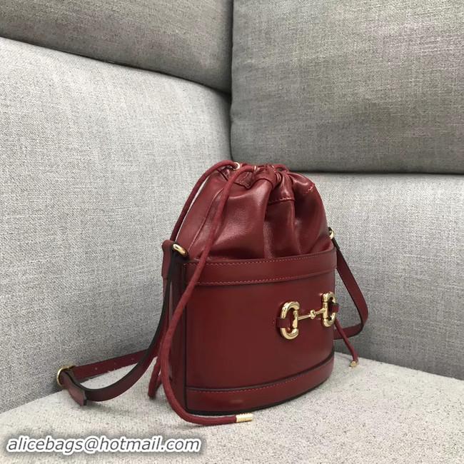 Imitation Bulk Gucci 1955 Horsebit bucket bag 602118 red