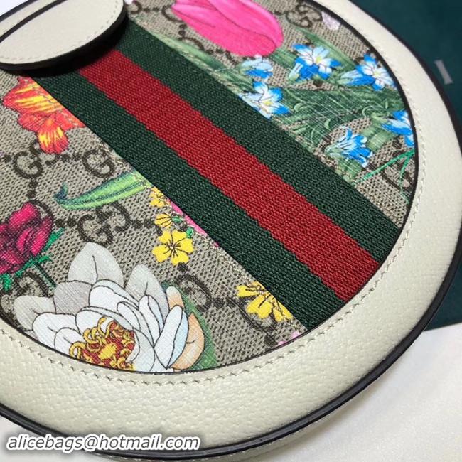 Top Quality Gucci Ophidia series GG flower round Mini Shoulder Bag 550618 white