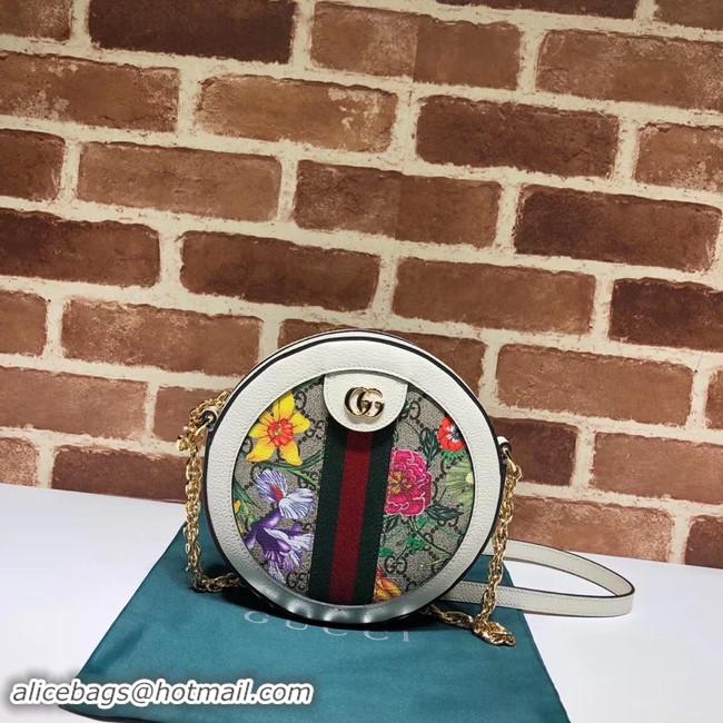 Top Quality Gucci Ophidia series GG flower round Mini Shoulder Bag 550618 white