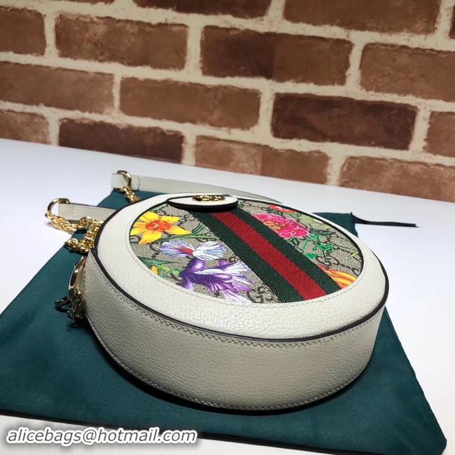 Top Quality Gucci Ophidia series GG flower round Mini Shoulder Bag 550618 white