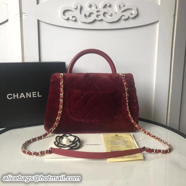 Popular Style Chanel flap bag with top handle A92991 Burgundy