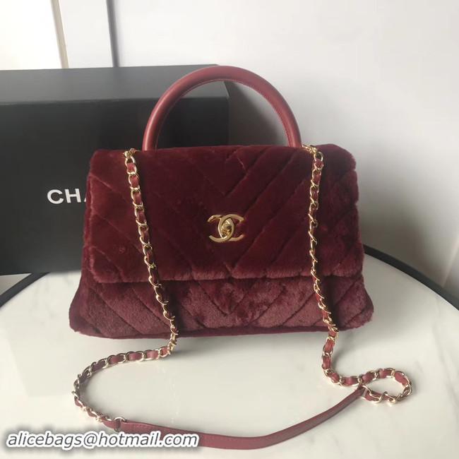 Popular Style Chanel flap bag with top handle A92991 Burgundy