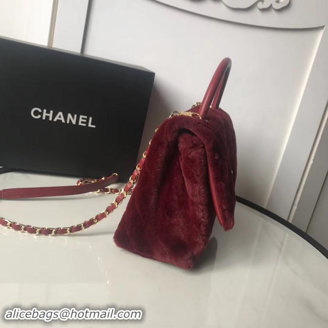 Popular Style Chanel flap bag with top handle A92991 Burgundy