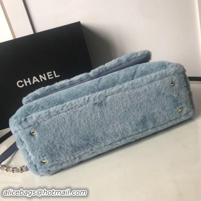 Well Crafted Chanel flap bag with top handle A92991 light blue