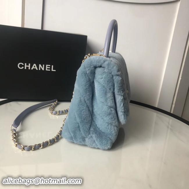 Well Crafted Chanel flap bag with top handle A92991 light blue