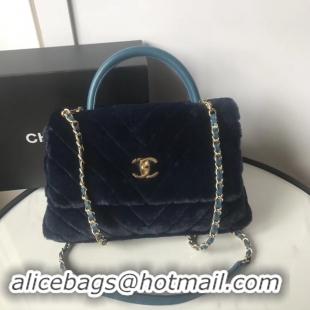 Popular Style Chanel flap bag with top handle A92991 Royal Blue