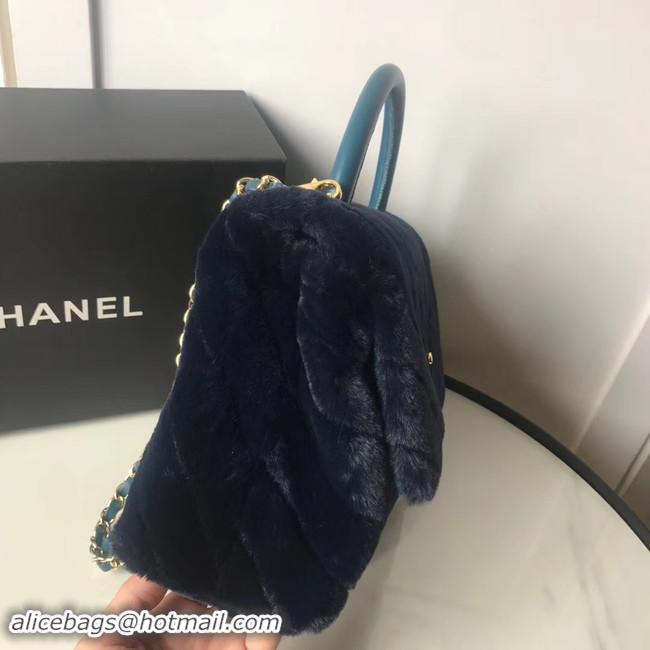 Popular Style Chanel flap bag with top handle A92991 Royal Blue