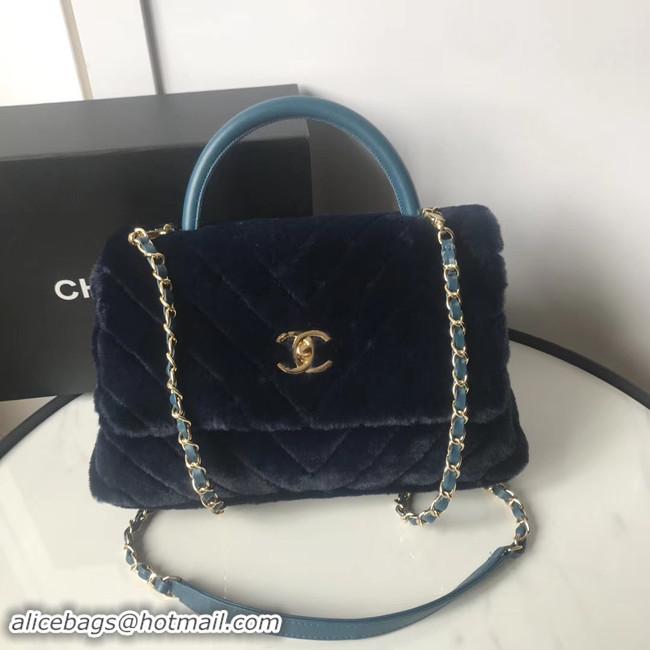 Popular Style Chanel flap bag with top handle A92991 Royal Blue