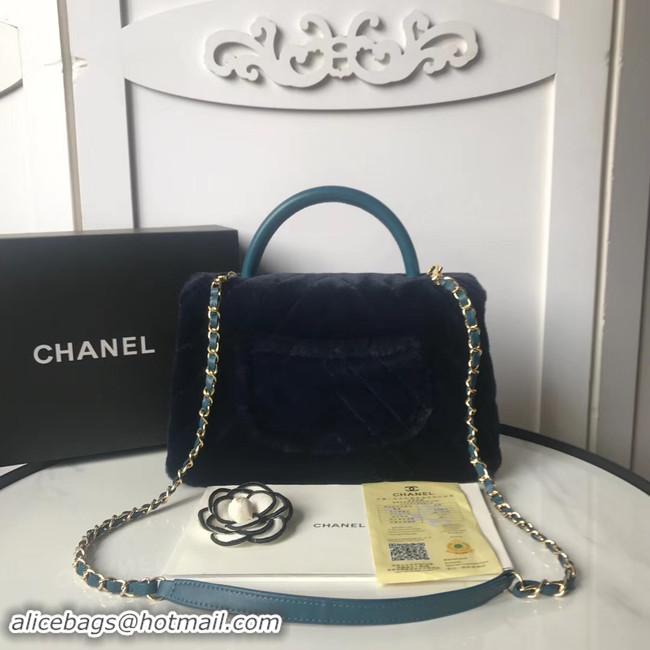 Popular Style Chanel flap bag with top handle A92991 Royal Blue