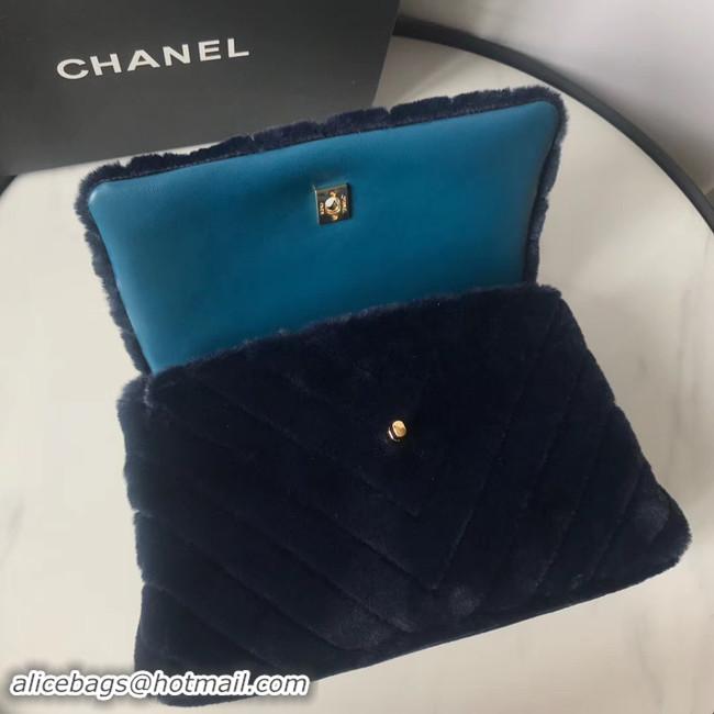 Popular Style Chanel flap bag with top handle A92991 Royal Blue