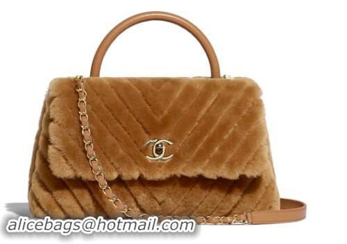 Good Taste Chanel flap bag with top handle A92991 Camel