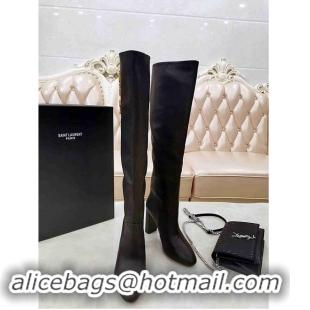 Hot Sell Yves Saint Laurent Heel 9.5cm High Boots Black/YSL Logo YSL8976 2019