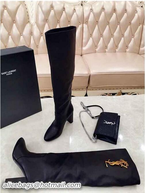 Hot Sell Yves Saint Laurent Heel 9.5cm High Boots Black/YSL Logo YSL8976 2019