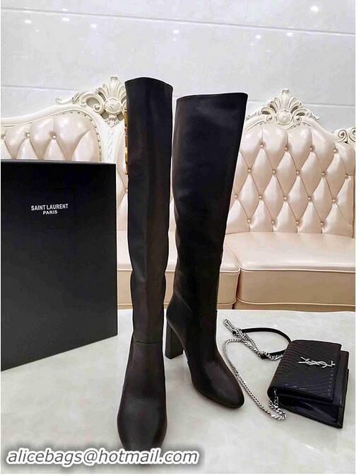 Hot Sell Yves Saint Laurent Heel 9.5cm High Boots Black/YSL Logo YSL8976 2019