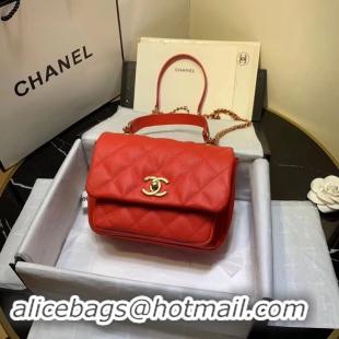 Luxury Classic Chanel flap bag Grained Calfskin & Gold-Tone Metal AS1155 red