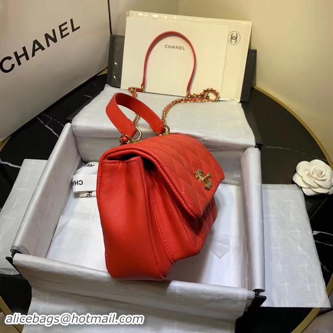 Luxury Classic Chanel flap bag Grained Calfskin & Gold-Tone Metal AS1155 red