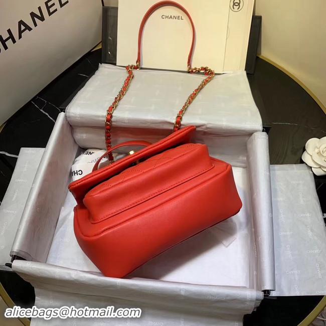 Luxury Classic Chanel flap bag Grained Calfskin & Gold-Tone Metal AS1155 red