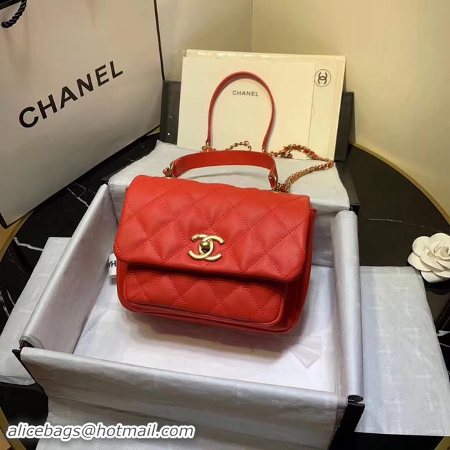 Luxury Classic Chanel flap bag Grained Calfskin & Gold-Tone Metal AS1155 red