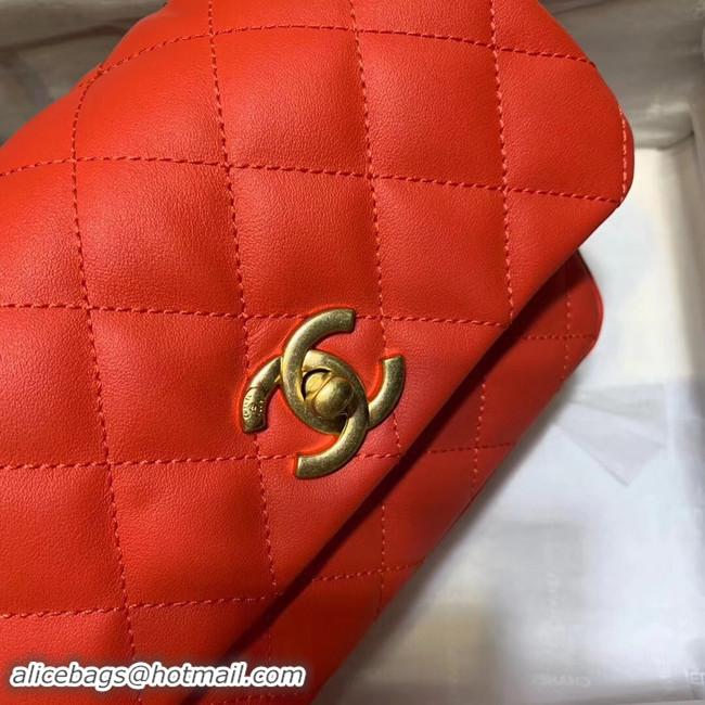 Luxury Classic Chanel flap bag Grained Calfskin & Gold-Tone Metal AS1155 red