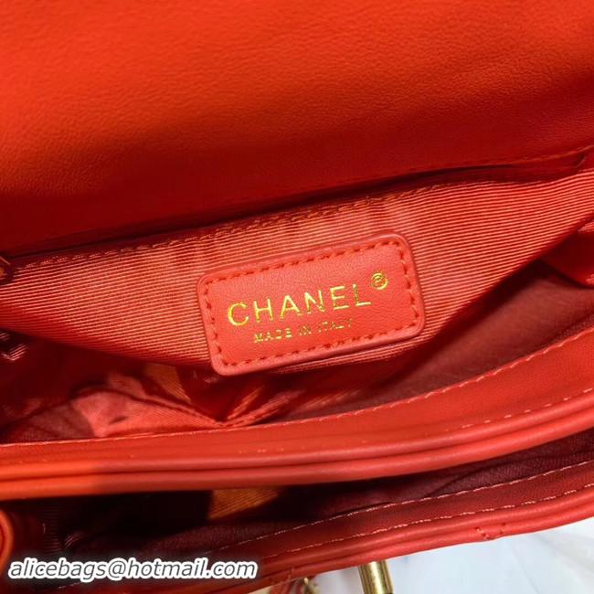 Luxury Classic Chanel flap bag Grained Calfskin & Gold-Tone Metal AS1155 red