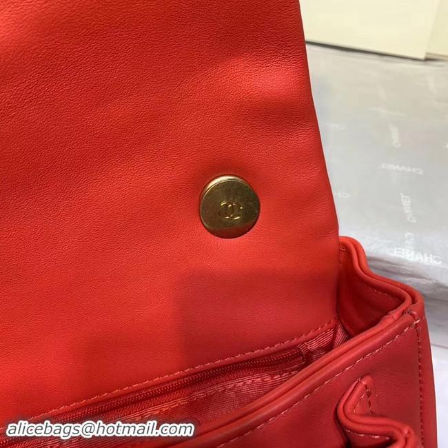 Luxury Classic Chanel flap bag Grained Calfskin & Gold-Tone Metal AS1155 red