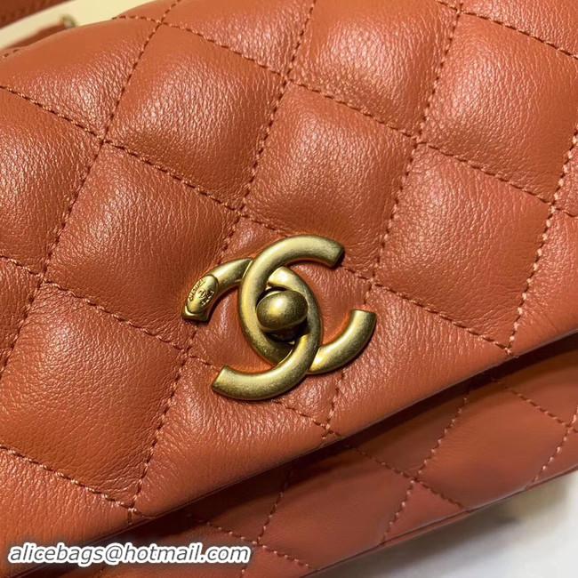 Buy Cheap Chanel flap bag Grained Calfskin & Gold-Tone Metal AS1155 orange