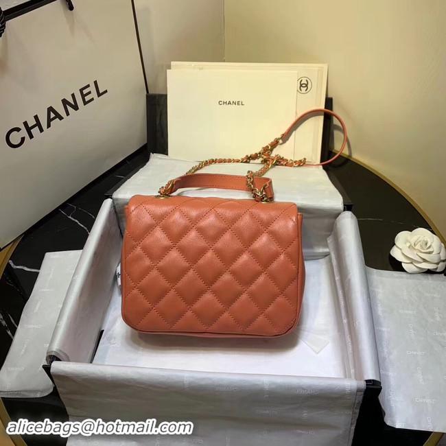 Buy Cheap Chanel flap bag Grained Calfskin & Gold-Tone Metal AS1155 orange