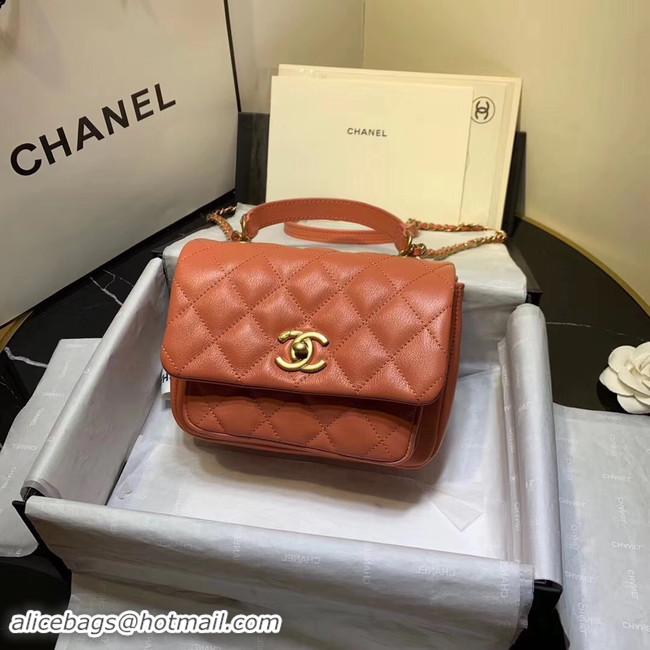 Buy Cheap Chanel flap bag Grained Calfskin & Gold-Tone Metal AS1155 orange