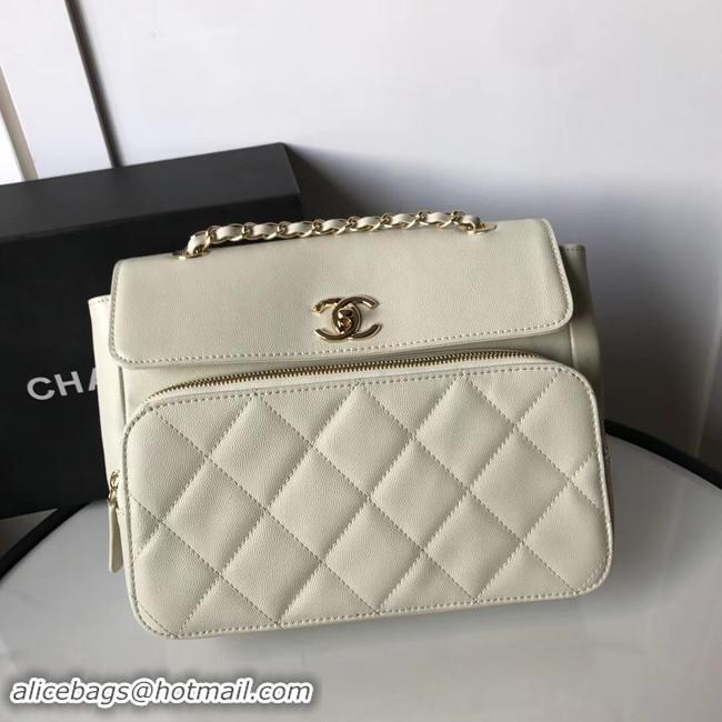 Hot Sell Chanel flap bag Grained Calfskin & Gold-Tone Metal AS1199 white