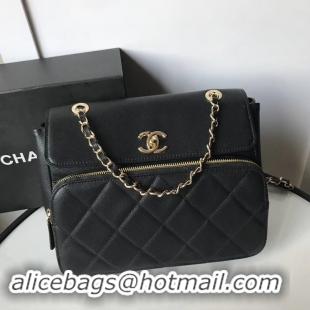 Spot Cheapest Chanel flap bag Grained Calfskin & Gold-Tone Metal AS1199 black